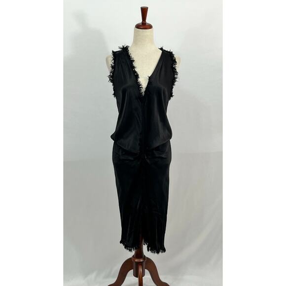 JAGA Sz 1 S Small Black Mykonos Satin Sleeveless Midi Dress - Picture 9 of 11